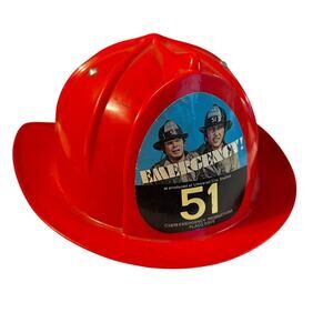 1975 Vintage Emergency 51 TV Show Placo Toys Red Fireman Helmet Hard Hat